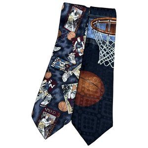 Vintage 90s ASICS Sneakers BasketBall Shoes Graphic Hip Hop TIE 100% Silk 2 ties